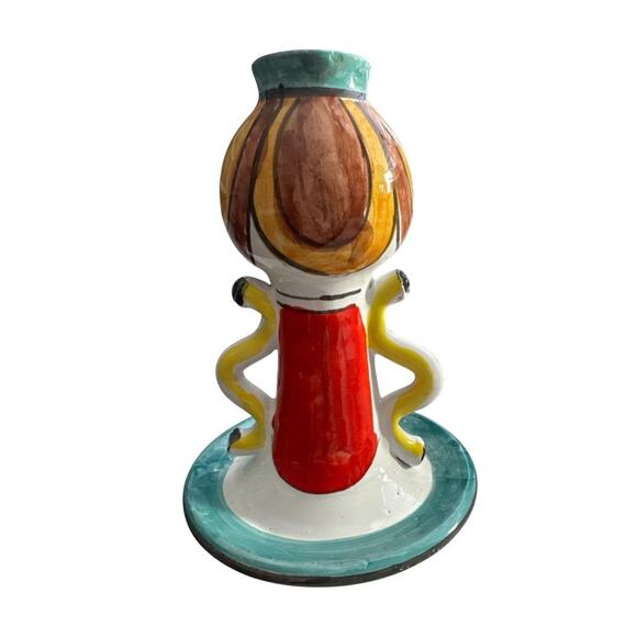 Hand Made Colorful Italian Lady Candle Holder Signed Numbered - Picture 4 of 10